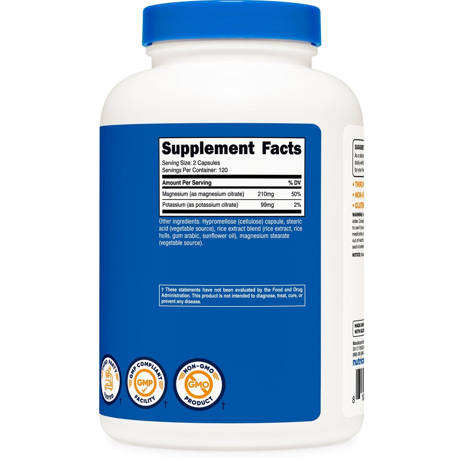 Nutricost Potassium (99mg) Magnesium (210 mg) Citrates, 240 Capsules | GMO-Free, Gluten Free