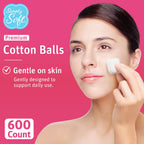 Simply Soft Premium Cotton Balls (600 Count), 100% Pure Cotton, Large Cotton Balls for Face and Nail Polish Remover
