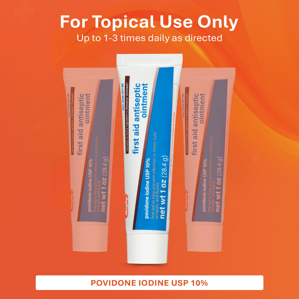Rugby First Aid Antiseptic Ointment, Povidone Iodine USP 10%, 1 Oz