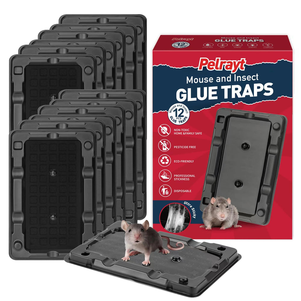 Glue Mouse Traps Indoor for Home -12 Pack Sticky MouseTraps Indoor for Safe Home Pest Control. Pre-Scented, Non-Toxic Glue Boards for Mice, Mouse & & Insects. Easy to Use