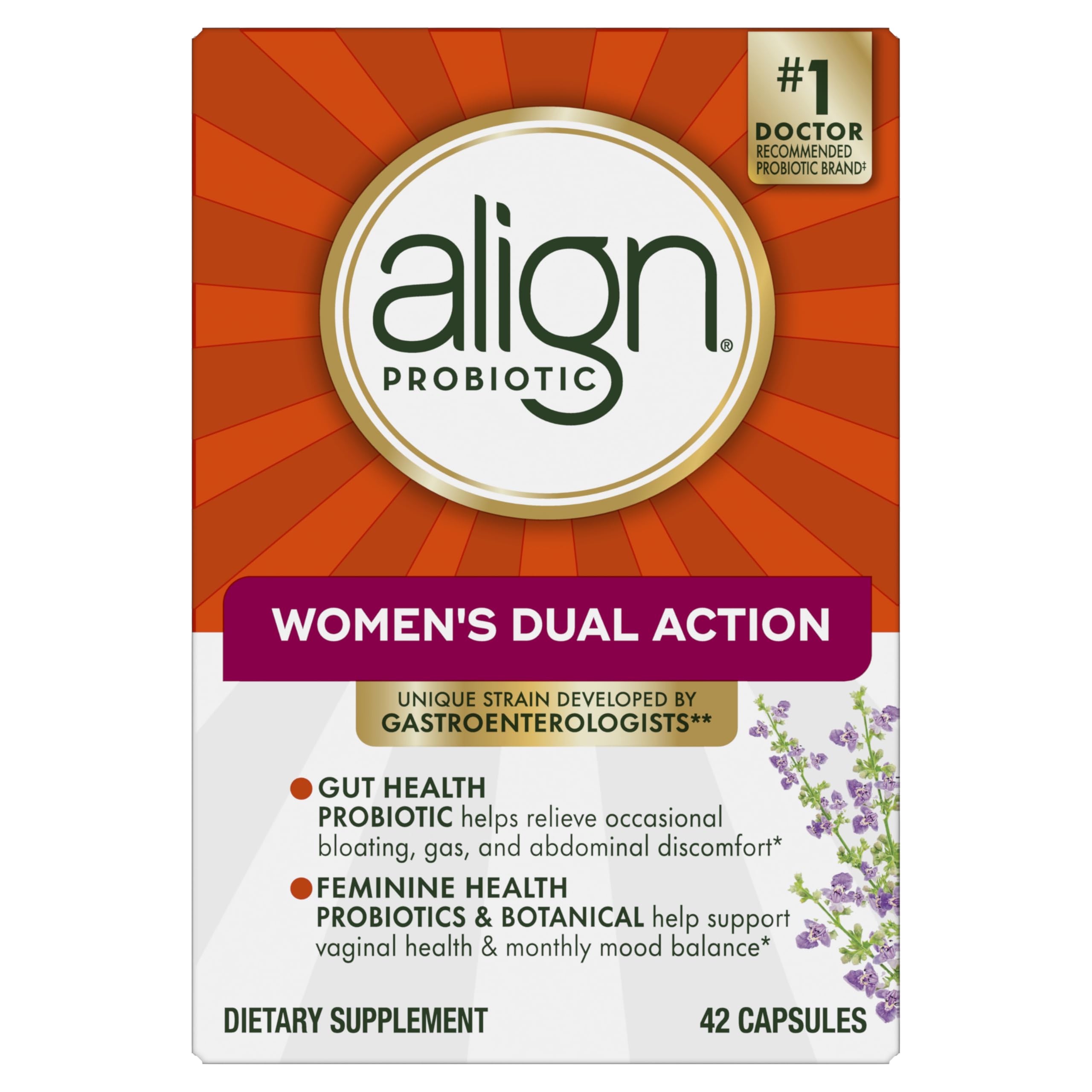 Align Probiotic, Womens Dual Action, Vaginal Probiotics for Women, Womens Probiotic for Vaginal Health Support, with Probiotics for Digestive Health, 42 Probiotic Capsules