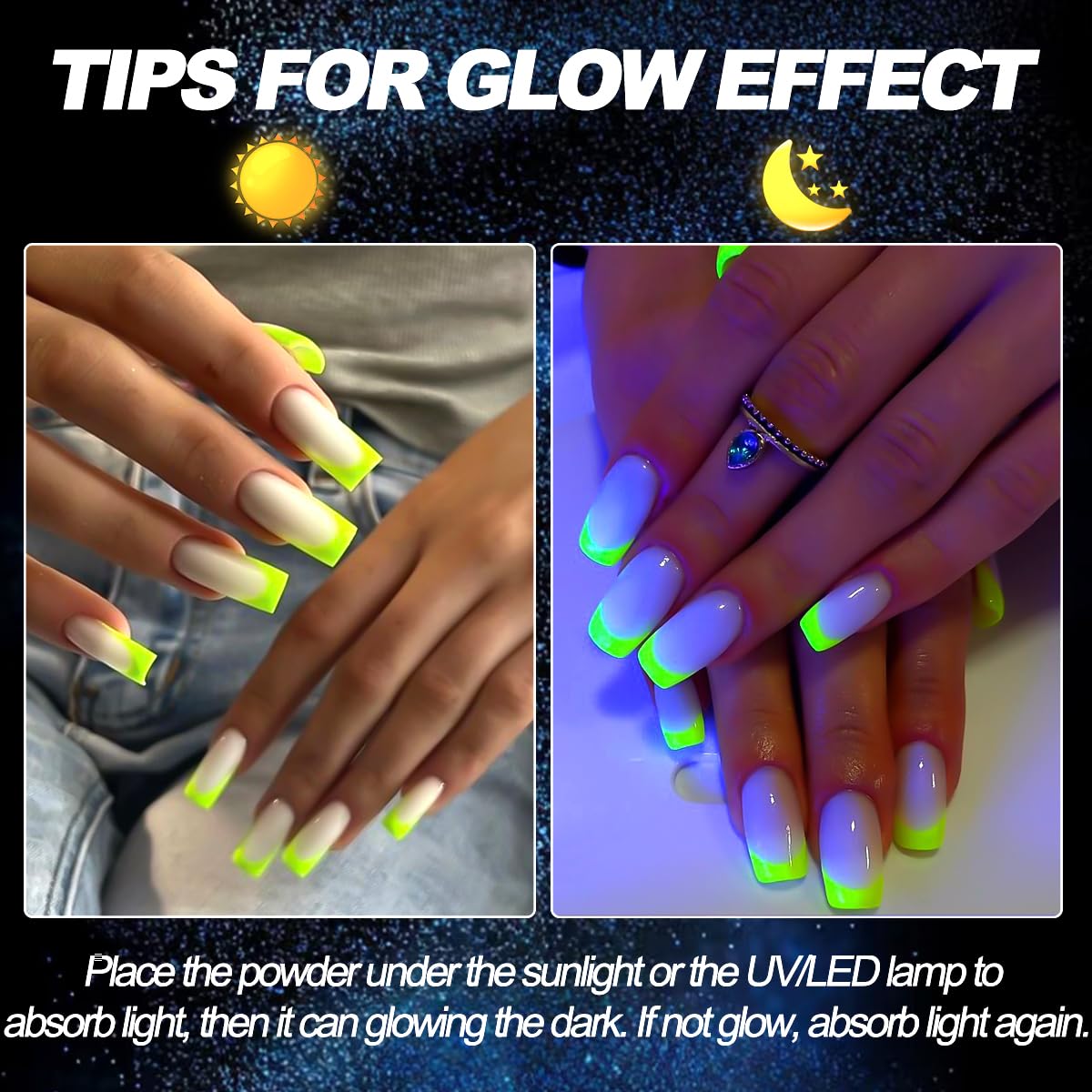 Glow in The Dark Pigment Powder,12 Colors Luminous Iridescent Acrylic Nail