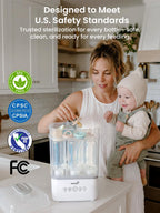 GROWNSY Baby Bottle Sterilizer and Dryer, Space-Saving, with Travel Set