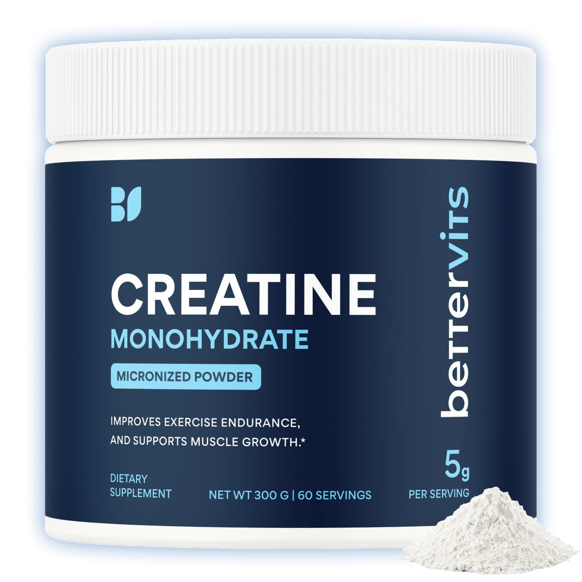 Bettervits Creatine Monohydrate Powder – Pure Micronized 5g | 60 Servings