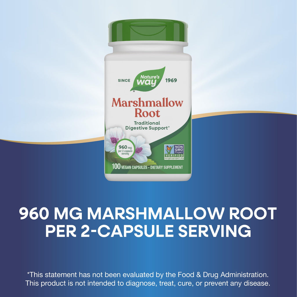 Nature's Way Premium Herbal Marshmallow Root, 960 mg per Serving, 100 VCaps