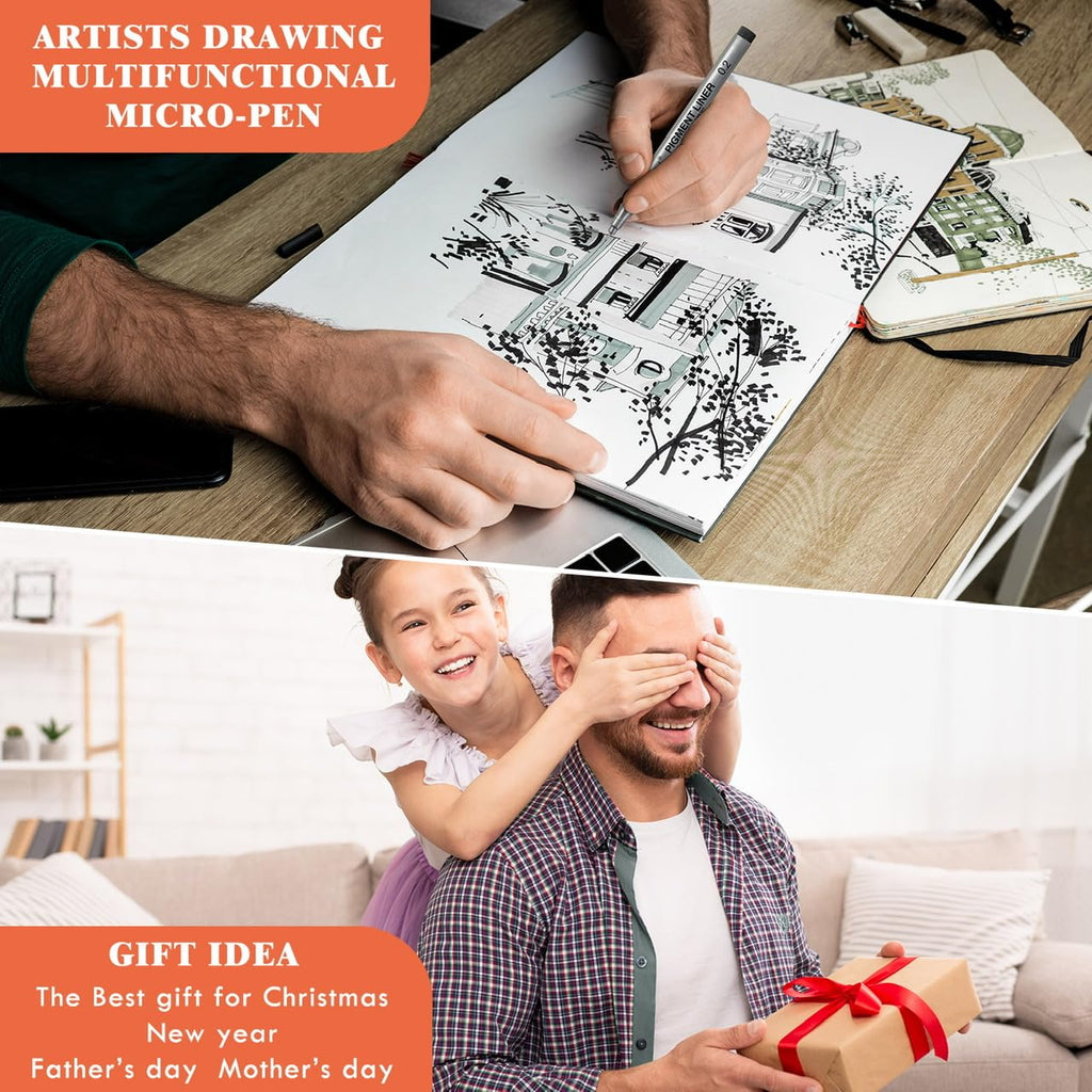 Precision Black Micro-Pen Fineliner Ink Pens,Waterproof Archival Ink