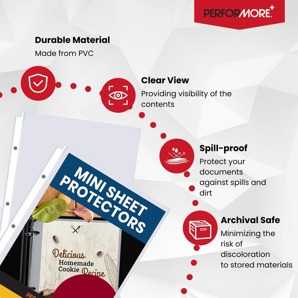 Mini Sheet Protectors 50 Pack, 5.5 x 8.5, Heavyweight for 3 Ring Binder