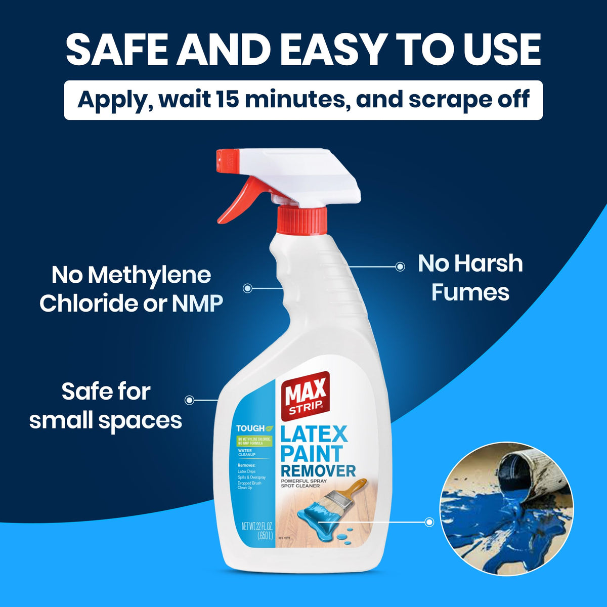Max Strip Latex Paint Remover Gel Spray, Multi-Surface Safe, 22 fl oz