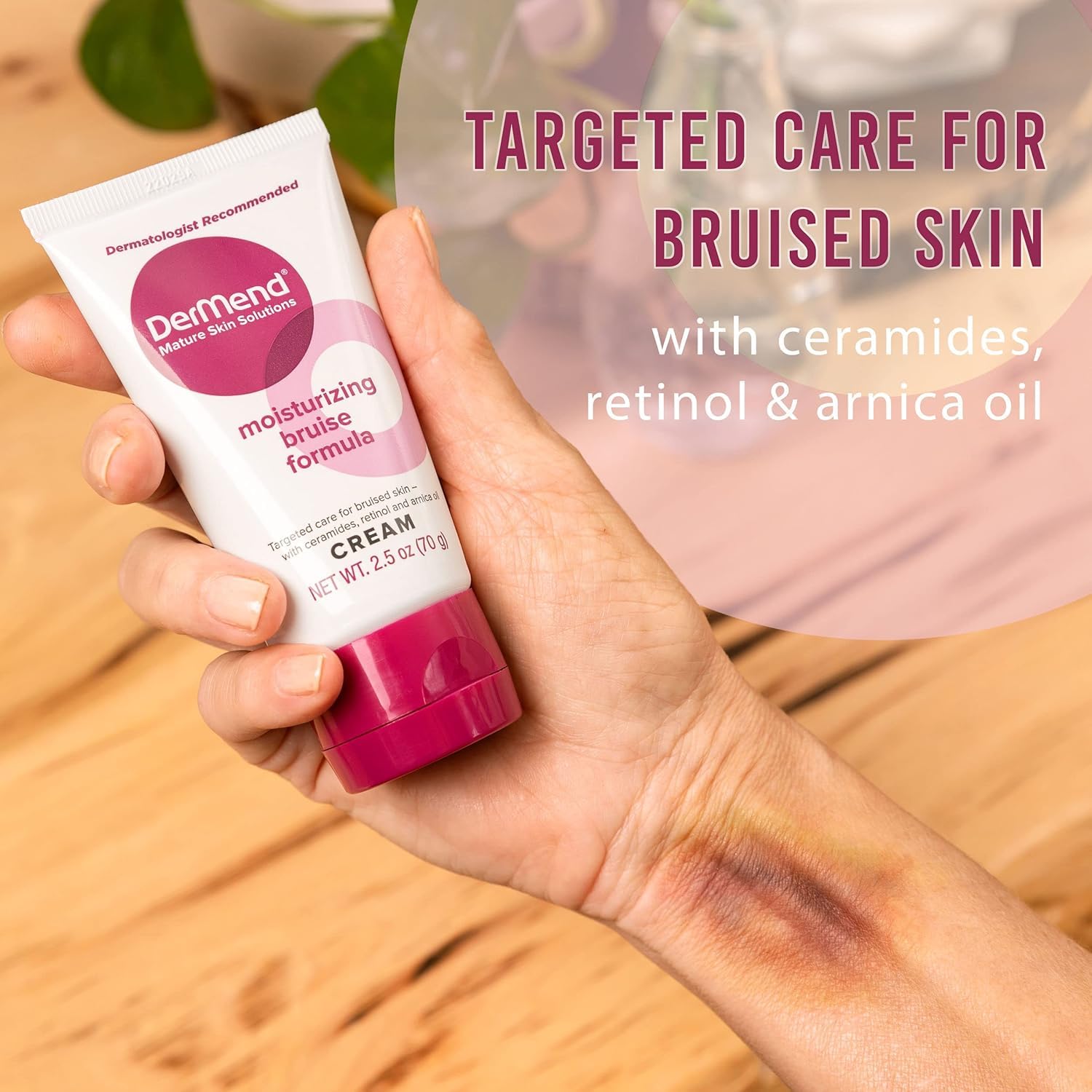 Dermend Arnica Bruise Cream 2.5 oz. - Mature Skin Solution with Vitamin K | Arnica bruise cream with vitamin K, retinol & ceramides improves bruise appearance on thin, mature skin.