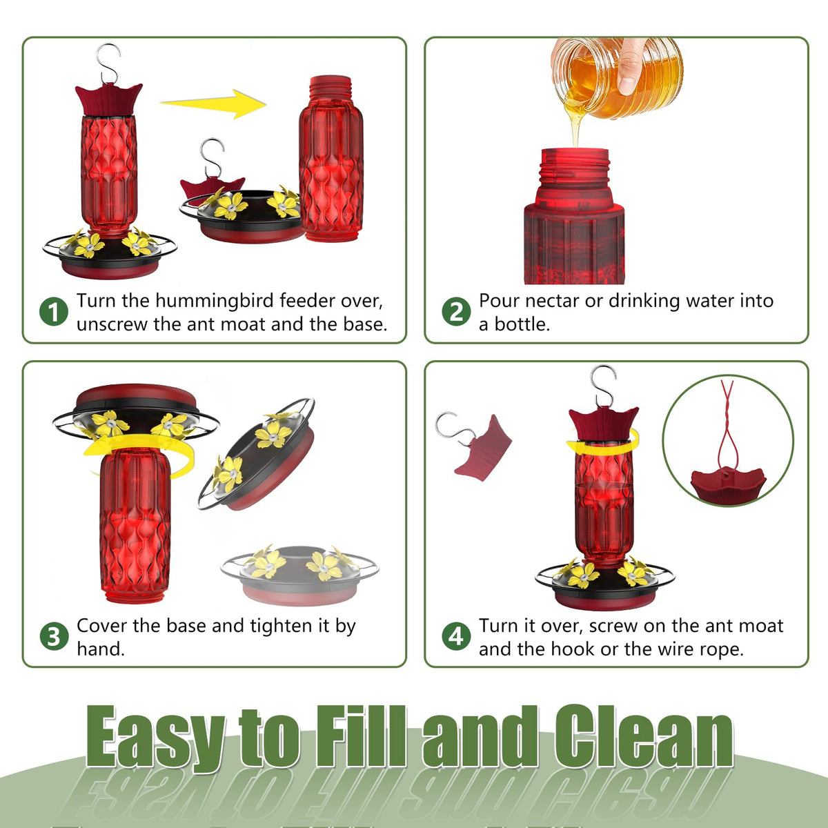 Hummingbird Feeders for Outdoors Hanging, 16 oz Plastic Hummingbird Feeders