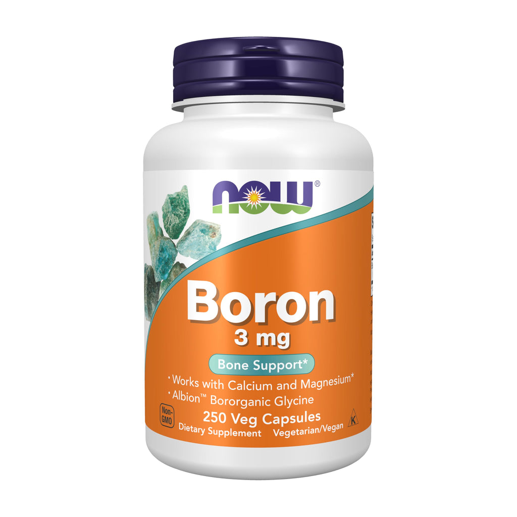 NOW Supplements, Boron 3 mg (Bororganic Glycine), Structural Support*, 250 Veg Capsules