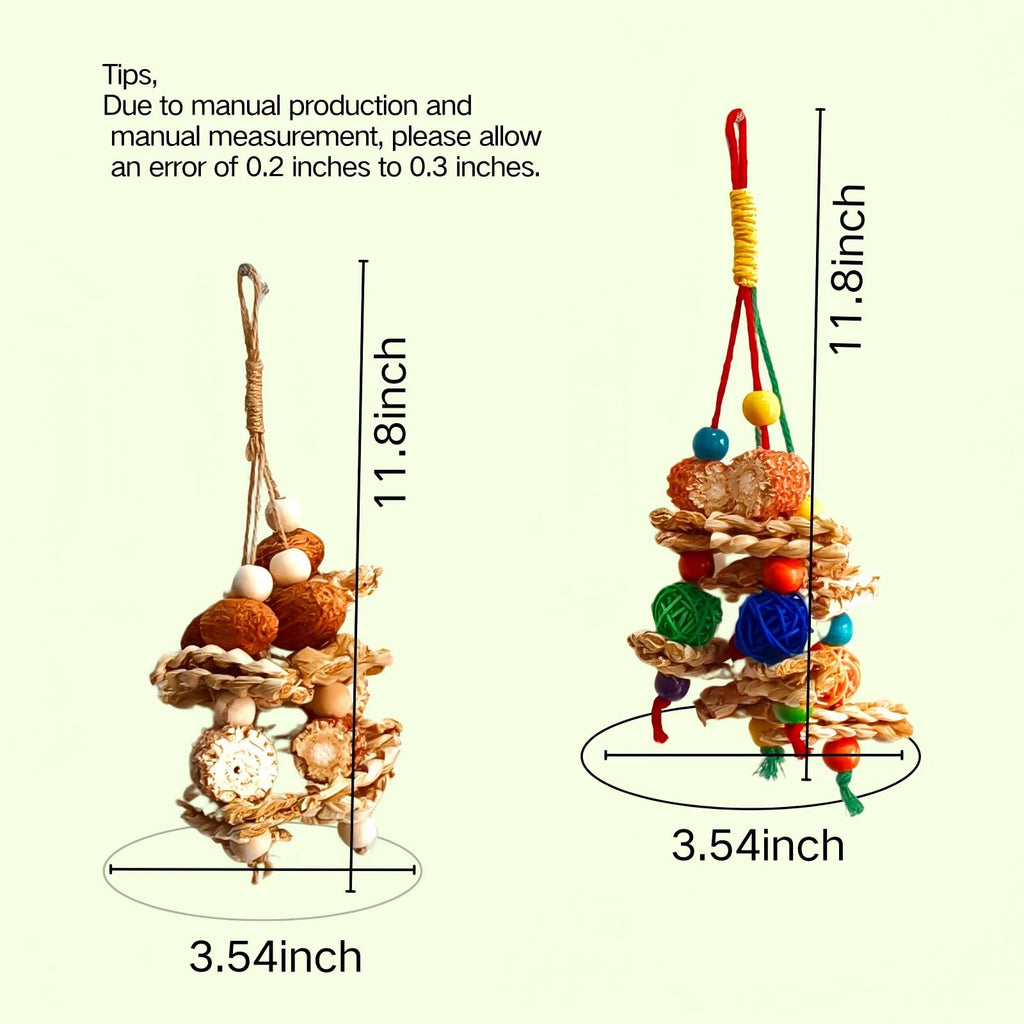 2pcs Bird Toys for Parakeets,Parrot Cage Chewing Hanging Toy