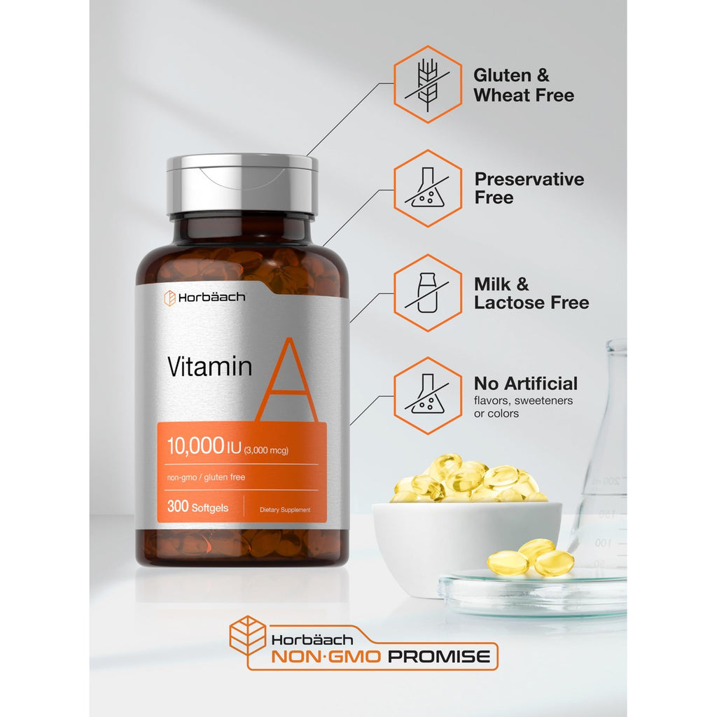Horbäach Vitamin A 10000 IU Softgels | 300 Count