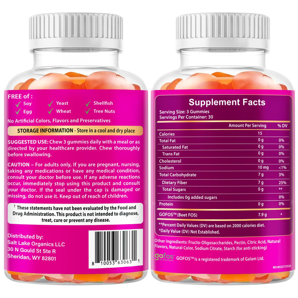 Extra Strength Fiber Gummies 7g Per Serving – Sugar Free, Plant Based