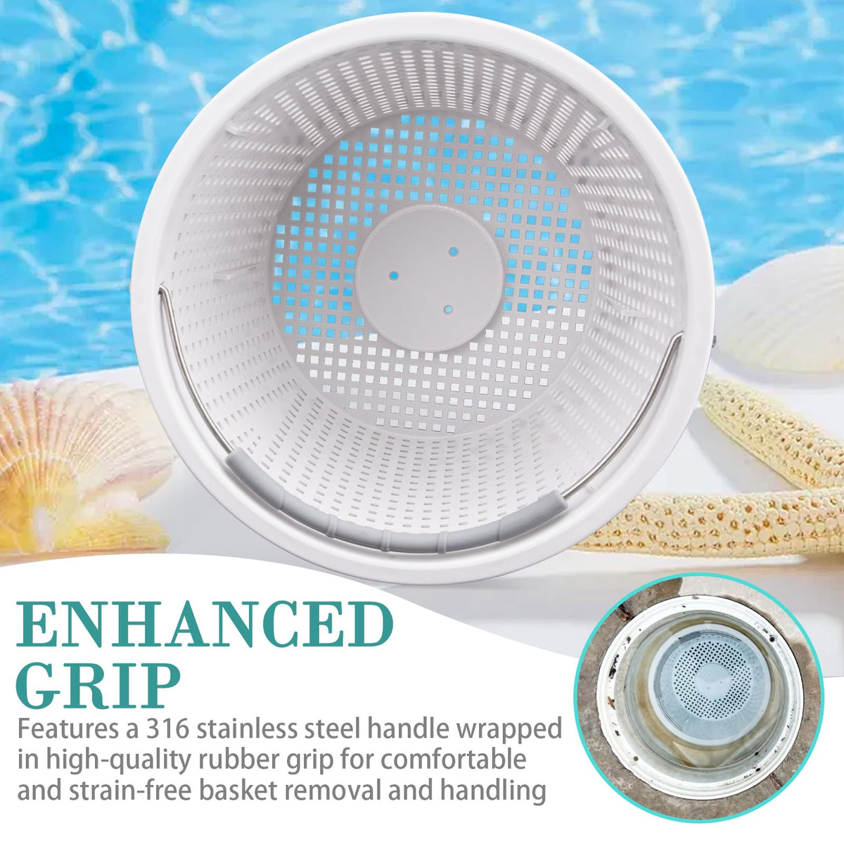 8" Pool Skimmer Basket for Inground Pool, for Pentair & Hayward