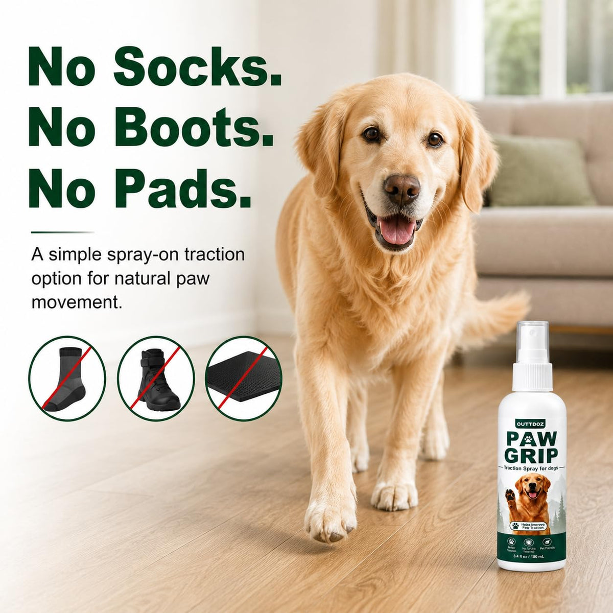 Paw Grip Traction Spray for Dogs, Quick-Dry, 3.4 fl oz