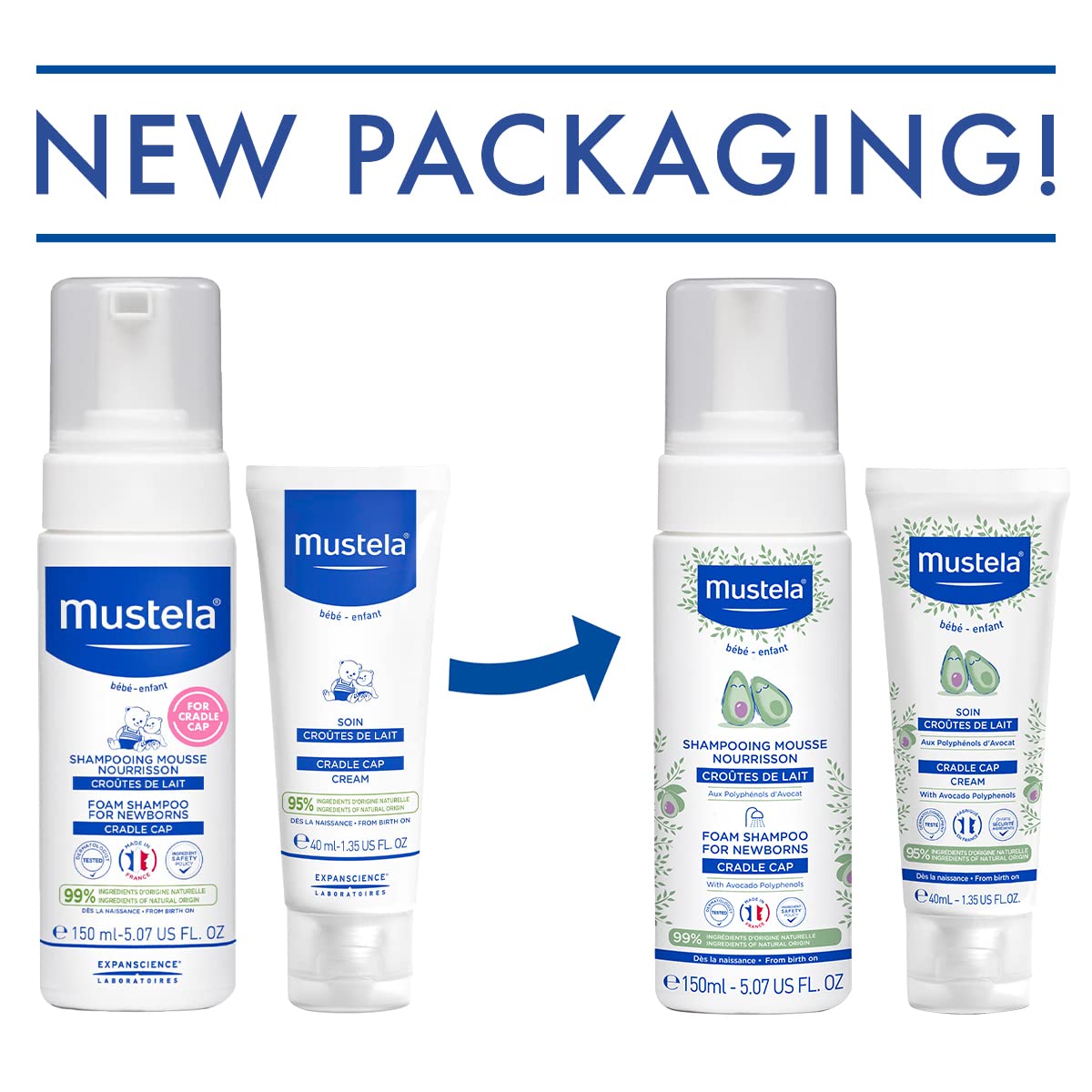 Mustela Cradle Cap Fragrance-Free Baby Shampoo & Cream for Baby & Newborn for Seborrheic Dermatitis - Helps to minimize Scalp Flakes - Clinically & Dermatologist Tested - 2 Items Set
