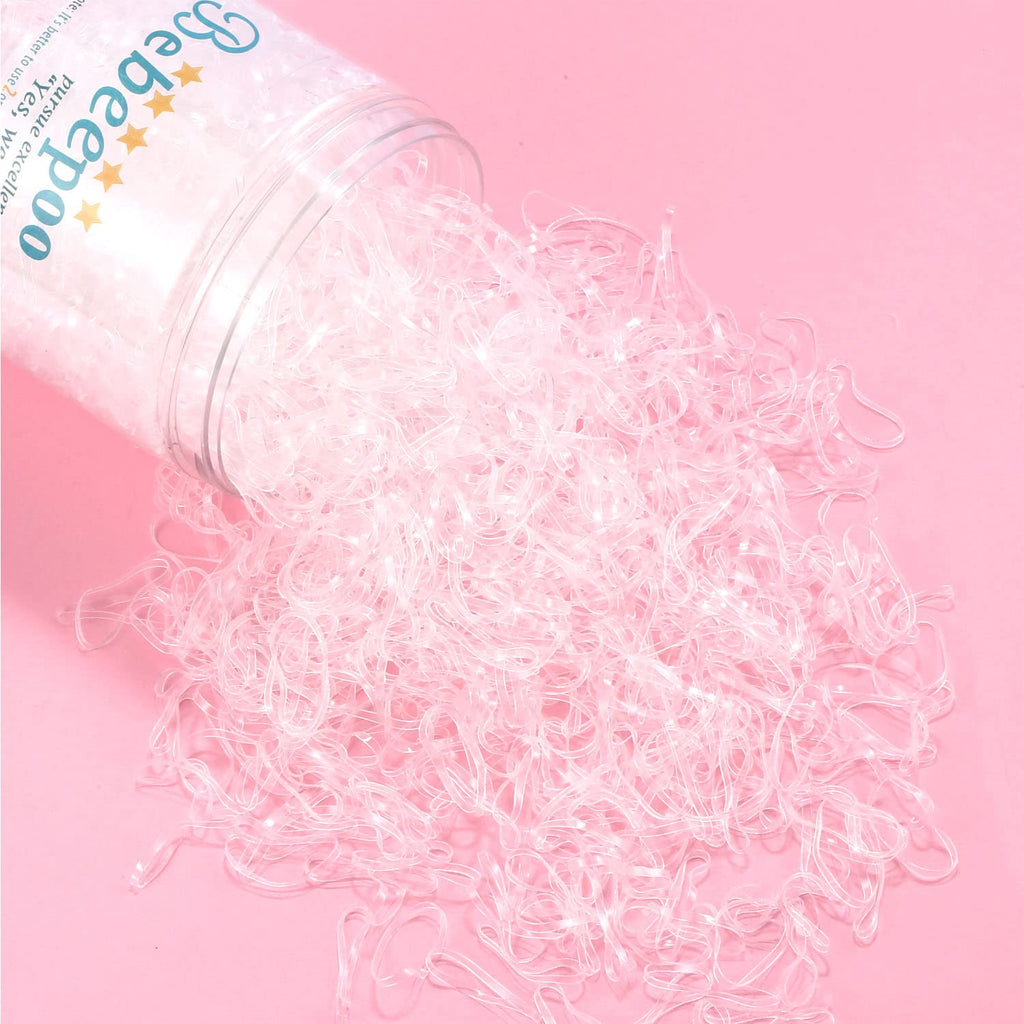 Buy now Clear Hair Elasticsï¼ŒBEBEEPOO 2500pcs Rubber Bands for Hair, Clear Mini Elastic Rubber Hair Bands, Small Hair Tties - STRONG - REUSEABLE at indiglob india