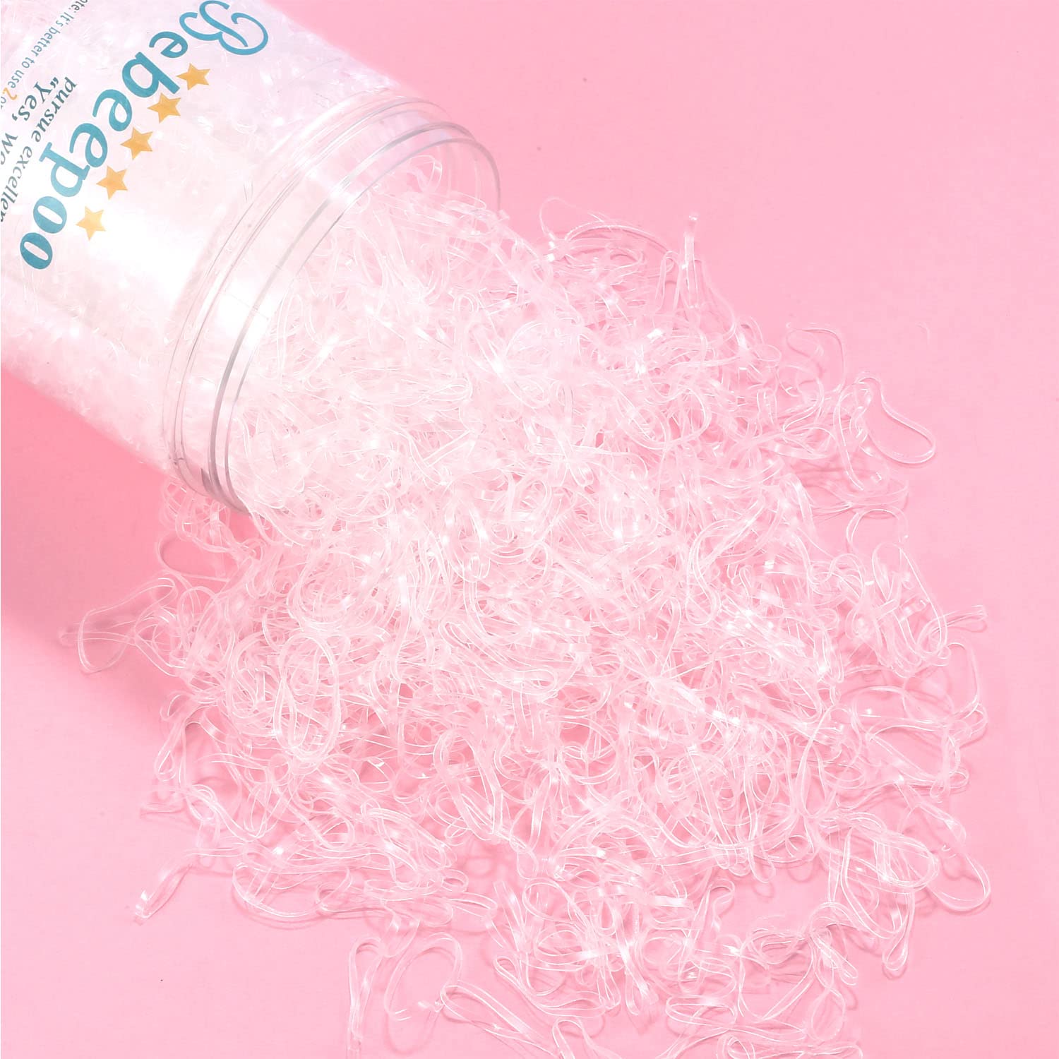 Buy now Clear Hair Elasticsï¼ŒBEBEEPOO 2500pcs Rubber Bands for Hair, Clear Mini Elastic Rubber Hair Bands, Small Hair Tties - STRONG - REUSEABLE at indiglob india
