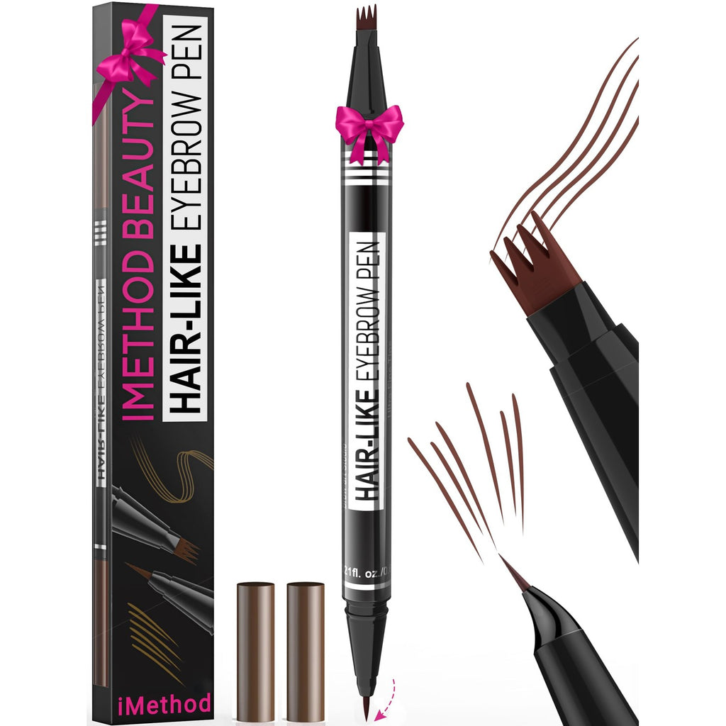 Buy now iMethod Microblading Eyebrow Pen - Eyebrow Pencil Magical 2-in-1 Dual-Ended Eye Brow Pencils for Women with 4-Fork-Tip & Ultra Precise Brush-Tip Create Natural Hair-Like Brows, Last All-Day, Brown at indiglob india