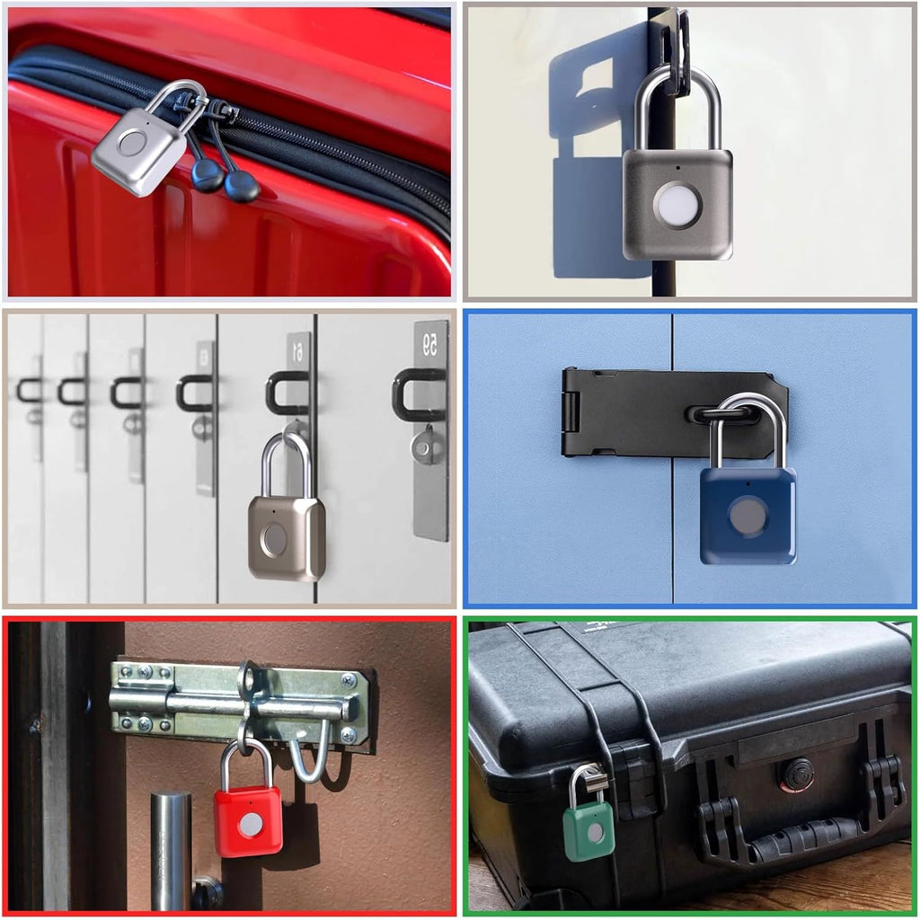 Buy now Pothunder Fingerprint Smart Padlock Lock, Biometric Metal Keyless Thumbprint Lock, Waterproof, USB Rechargeable, for Gym Locker, School Locker, Luggage, Backpack, Suitcase(Gray) at indiglob india