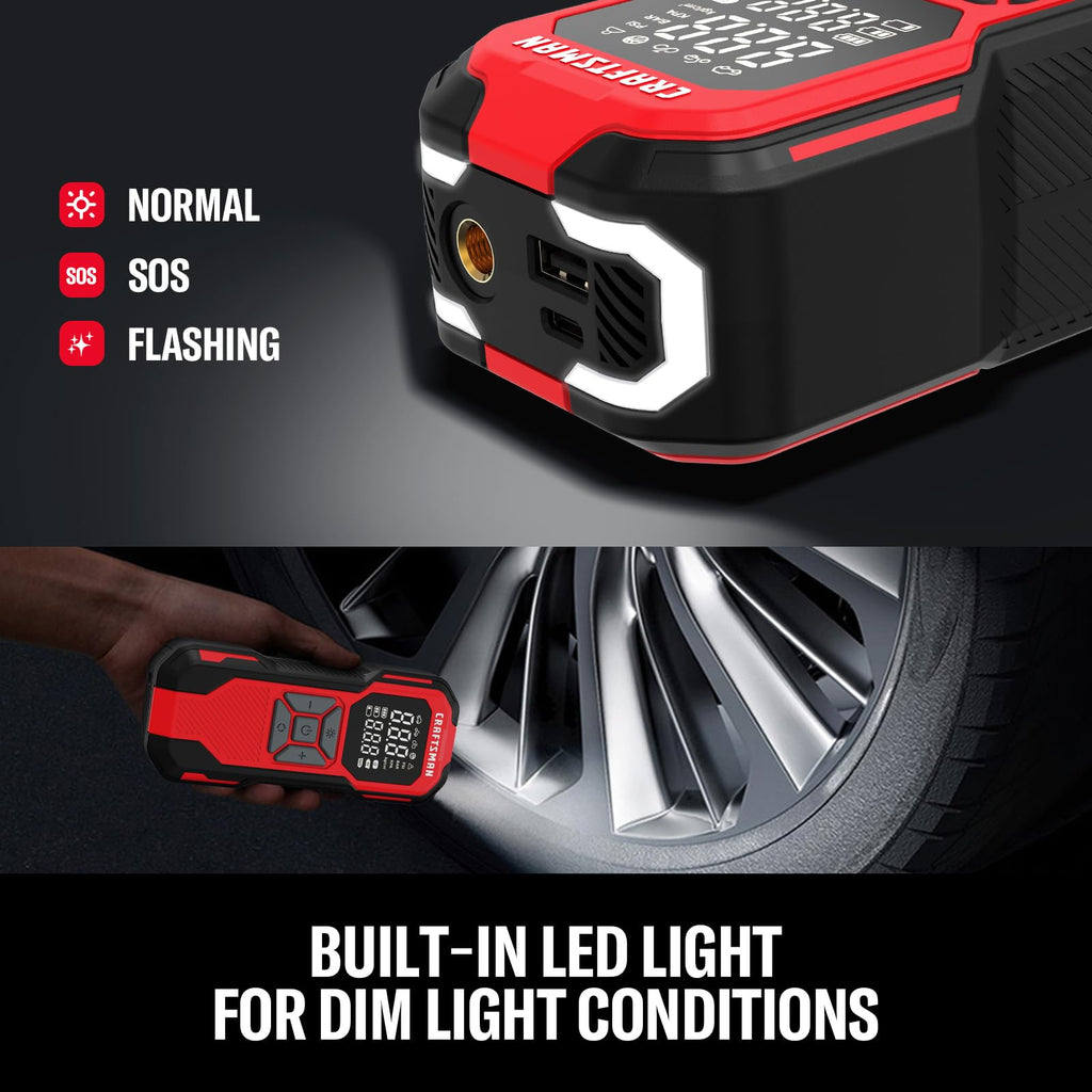 Buy now CRAFTSMAN Tire Inflator Portable Air Compressor, Cordless Mini Air Pump for Car Tires with Digital Tire Pressure Gauge, 6000mAh Battery Powered Air Pump, Max Pressure 150 PSI, 12V DC Corded at indiglob india