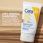 CeraVe Tinted Sunscreen for Face, Mineral SPF 30 Moisturizer, Medium, 1.7oz | Skin Care, Face Sunscreen, Hyaluronic Acid, Zinc Oxide, Titanium Dioxide, Sheer Tint, Healthy Glow, Blends Seamlessly