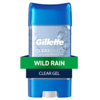 Buy now Gillette Antiperspirant and Deodorant for Men, 72hr Sweat & Odor Protection, Long Lasting Freshness, Anti-White Mark Technology, Clear Gel, Wild Rain Scent, 3.8 oz at indiglob india