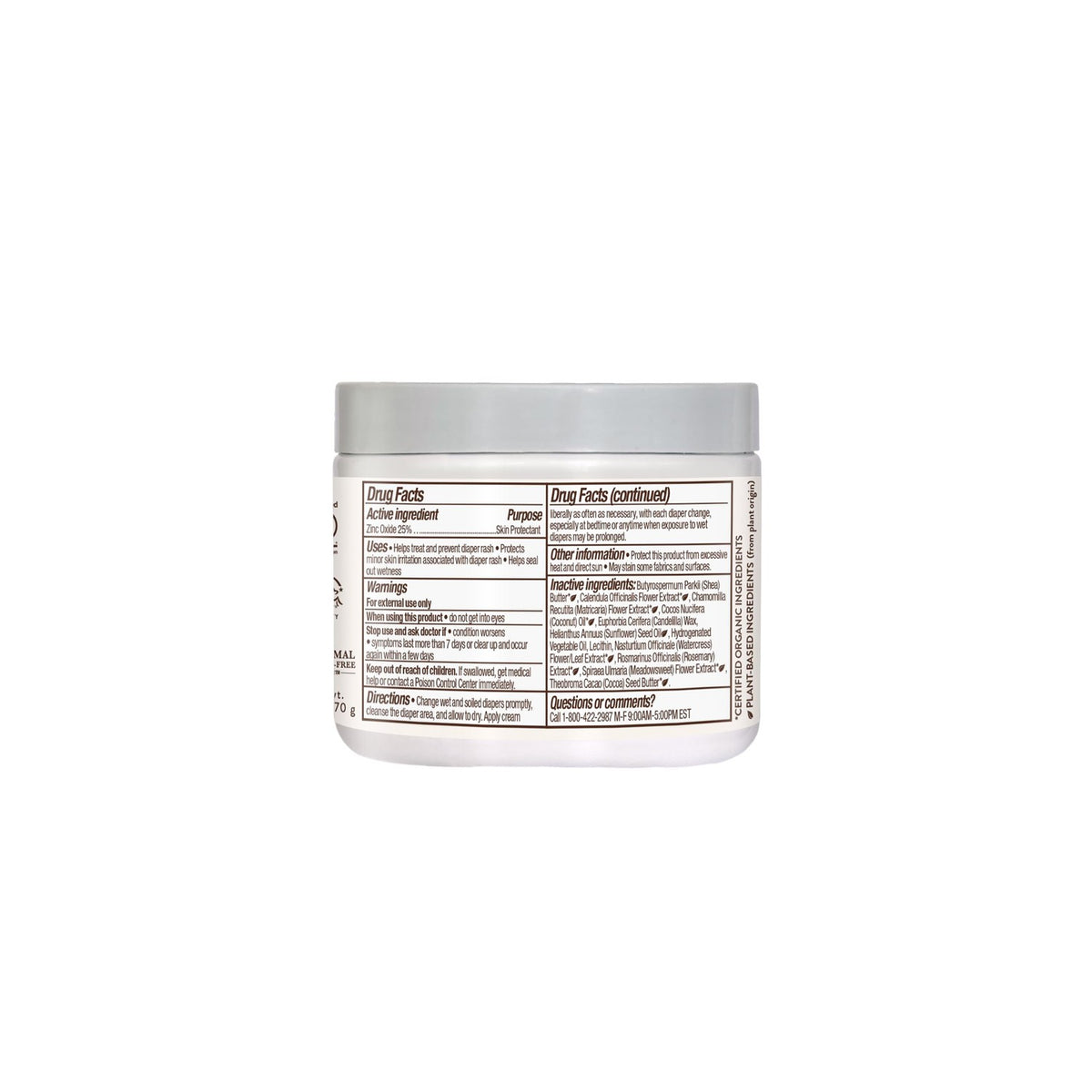 Babo Botanicals Sensitive Baby Fragrance-Free Diaper Cream - 25% Natural Zinc Oxide - Calendula, Shea & Cocoa Butter - EWG Verified - Vegan- from Birth on - 6 Ounce Jar