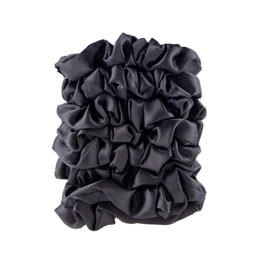 Amazon Basics Satin Scrunchies – No Crease, No Damage Hair Ties – Frizz Free, Gentle, Stylish Scrunchies. Black, 8 Count, For Thin and Normal Hair