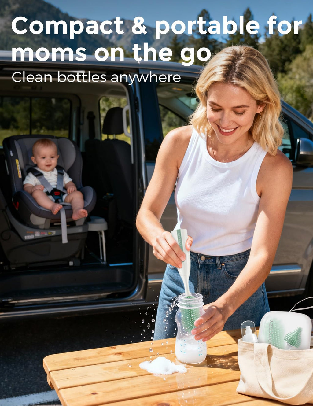 Momcozy Bottle Brush Kit Pro, Innovative Push-Press Deep Cleaning Baby Set