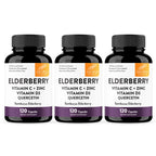 Elderberry Vitamin C and Zinc Capsules with D3 and Quercetin, 120 Count | 6-in-1 Immune Support Supplements For Adults, Sambucus Extract Zink Ginger USA Made in NSF GMP Certified Facility By Sandhu's