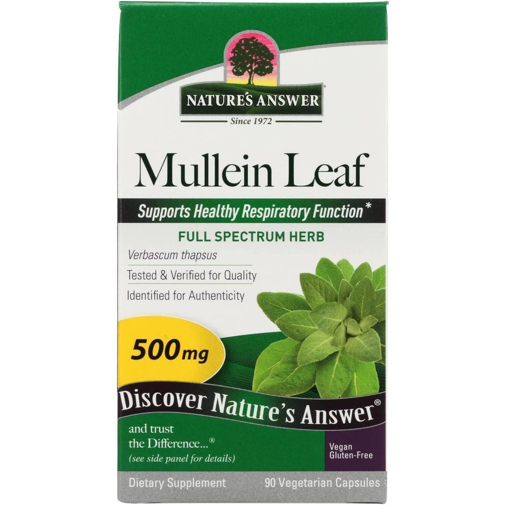 Buy now Nature's Answer Mullein Leaf Capsules 90 - Alcohol Free, Vegetarian, Vegan, Gluten Free - Mullein capsuels for Lungs - Supports Respiratory Function & Lung Health 90 Count (Pack of 1) at indiglob india