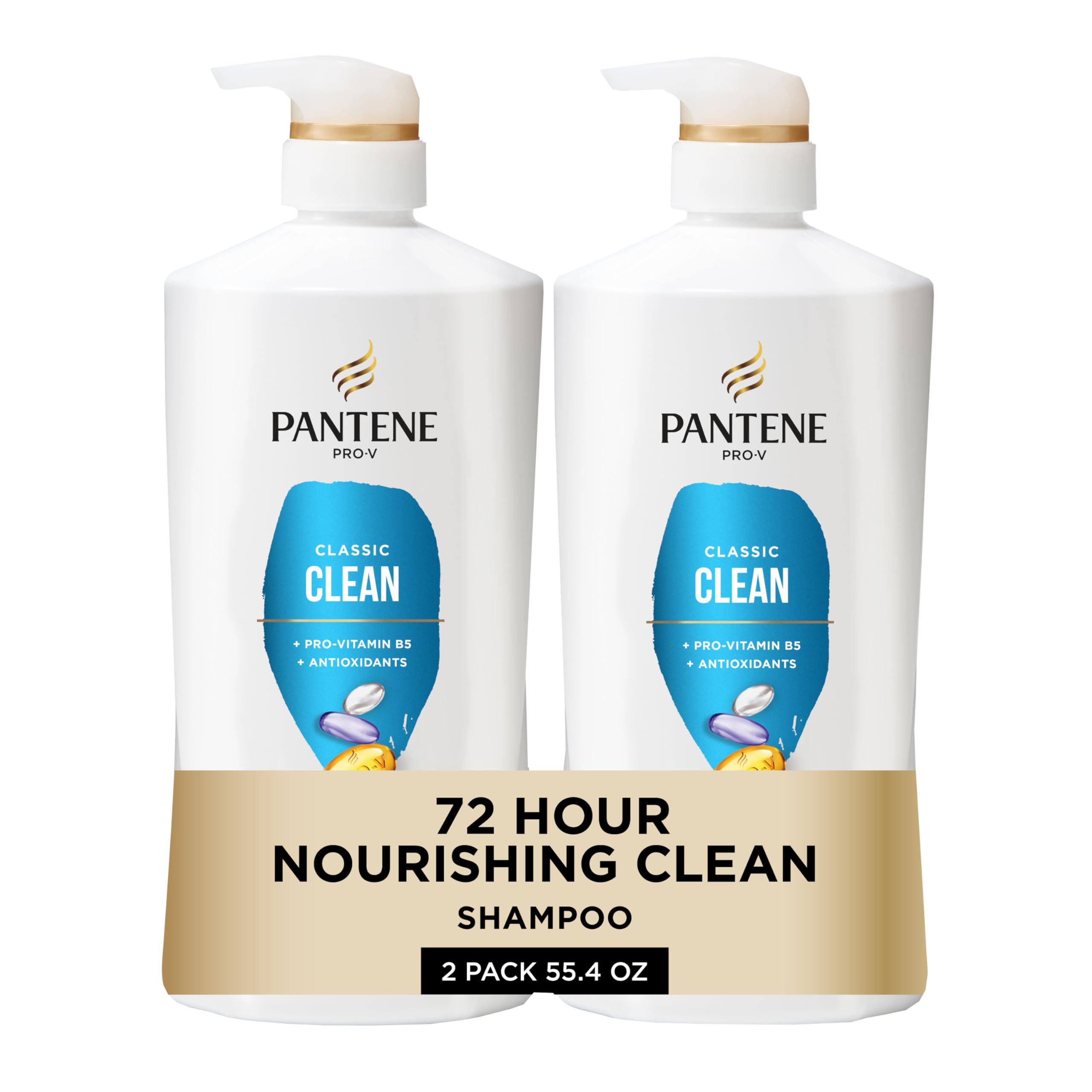 Pantene Shampoo, Sheer Volume - Lightweight Nourishment for Fine, Color-Treated Hair, 72-Hour Fullness and Body, 27.7 Oz Each, 2-Pack + Miracle Rescue Shot (0.5 Oz)
