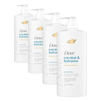 Dove Shampoo Coconut & Hydration for Dry Hair with Bio-Protein Care Technology and Coconut Oil 28 Fl Oz (Pack of 4)