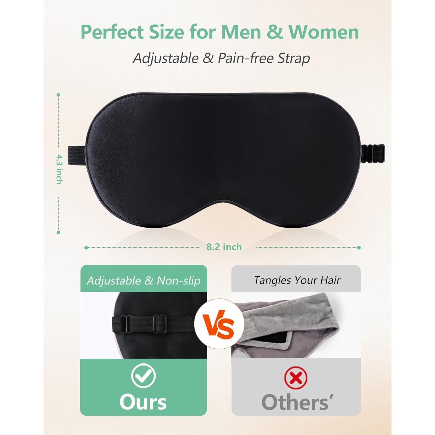 Buy now BeeVines Sleep Mask, 2 Pack 100% Real Natural Silk Eye Masks with Adjustable Strap for Sleeping, Mulberry Silk Eye Sleep Shade Cover, Blocks Light Reduces Puffy Eyes Traveling Gifts (Black & Black) at indiglob india