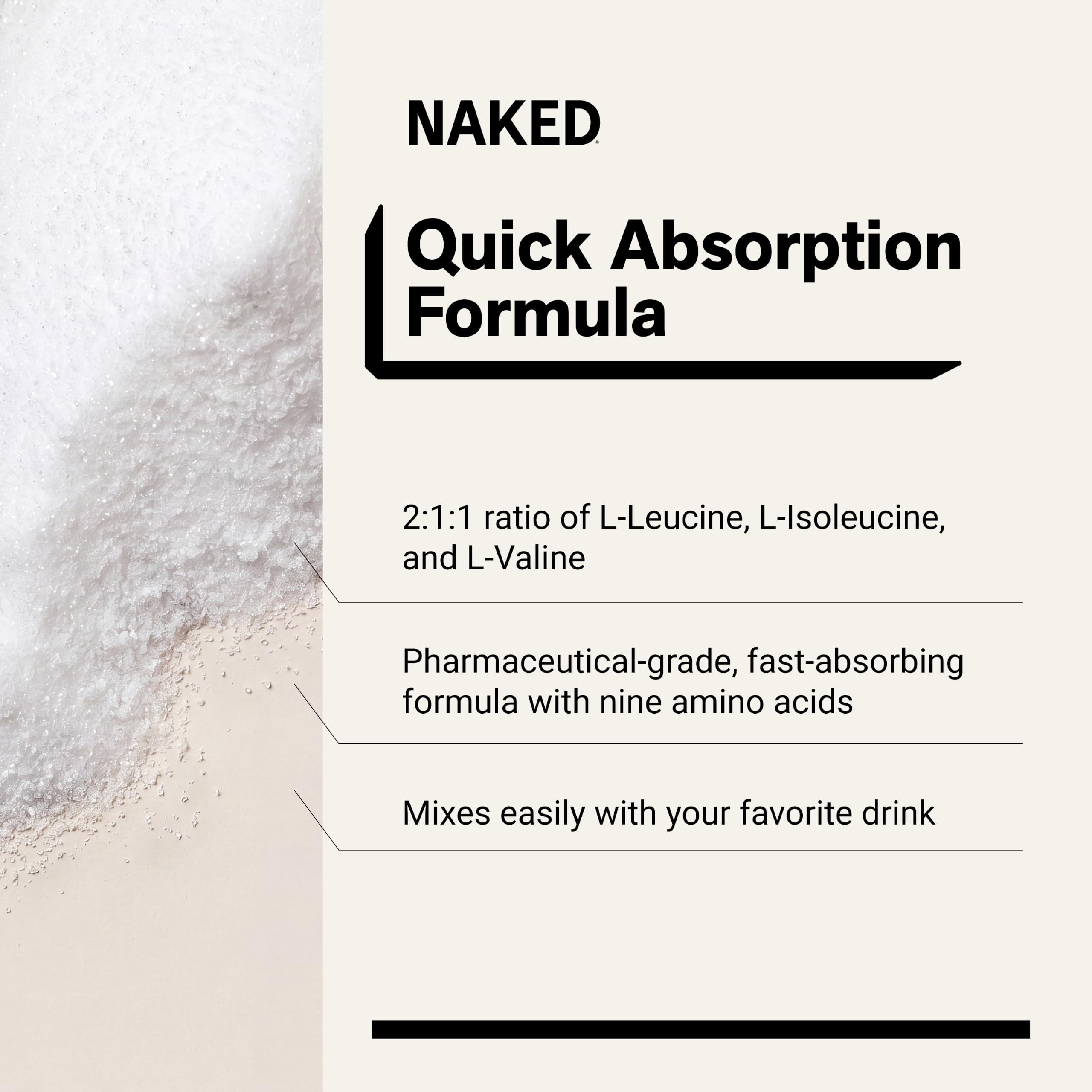 NAKED EAAs Amino Acids Powder - 50 Servings - Vegan Unflavored Essential Amino Acids 500 Grams - Instantized All Natural EAAs Powder Supplement