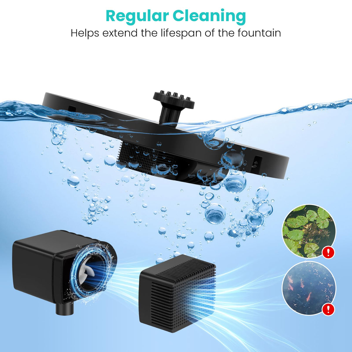 3.5W Solar Water Fountain for Bird Bath with 6 Nozzles & Fixed Pipes