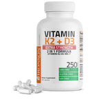 Bronson Vitamin K2 D3 (MK7) Extra Strength D3 & K2 Complex, 120 Capsules | Bone, Immune & Heart Health Support, Gluten Free, Soy Free, Non-GMO, Vitamin D3 10,000IU (250 mcg) & 120 mcg K2 MK-7