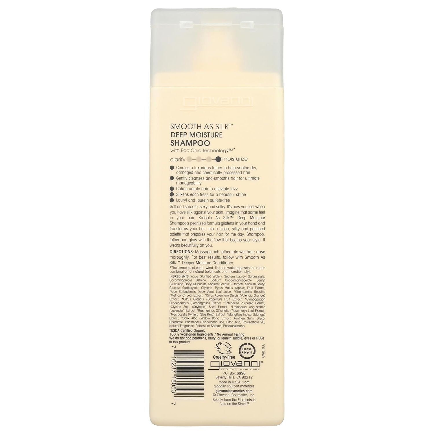 Buy now GIOVANNI Eco Chic Smooth as Silk Deep Moisture Shampoo - Apple + Aloe Extracts, Calms Frizz, Detangles, Wash & Go, Lauryl & Laureth Sulfate Free, Paraben Free, Color Safe - 8.5 oz at indiglob india