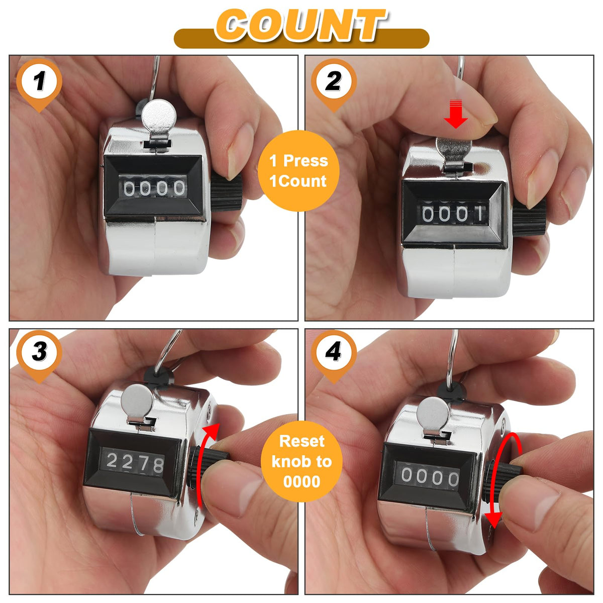2 Pcs Clicker Counter, Hand Tally Counter with Large Display