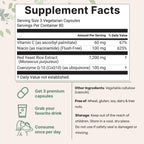 Micro Ingredients Red Yeast Rice with CoQ10 1200mg, 240 Veggie Capsules | Cholesterol Support & Heart Health Supplements* | 4-in-1 with Flush Free Niacin & Fat Soluble Vitamin C | Filler Free, Non-GMO