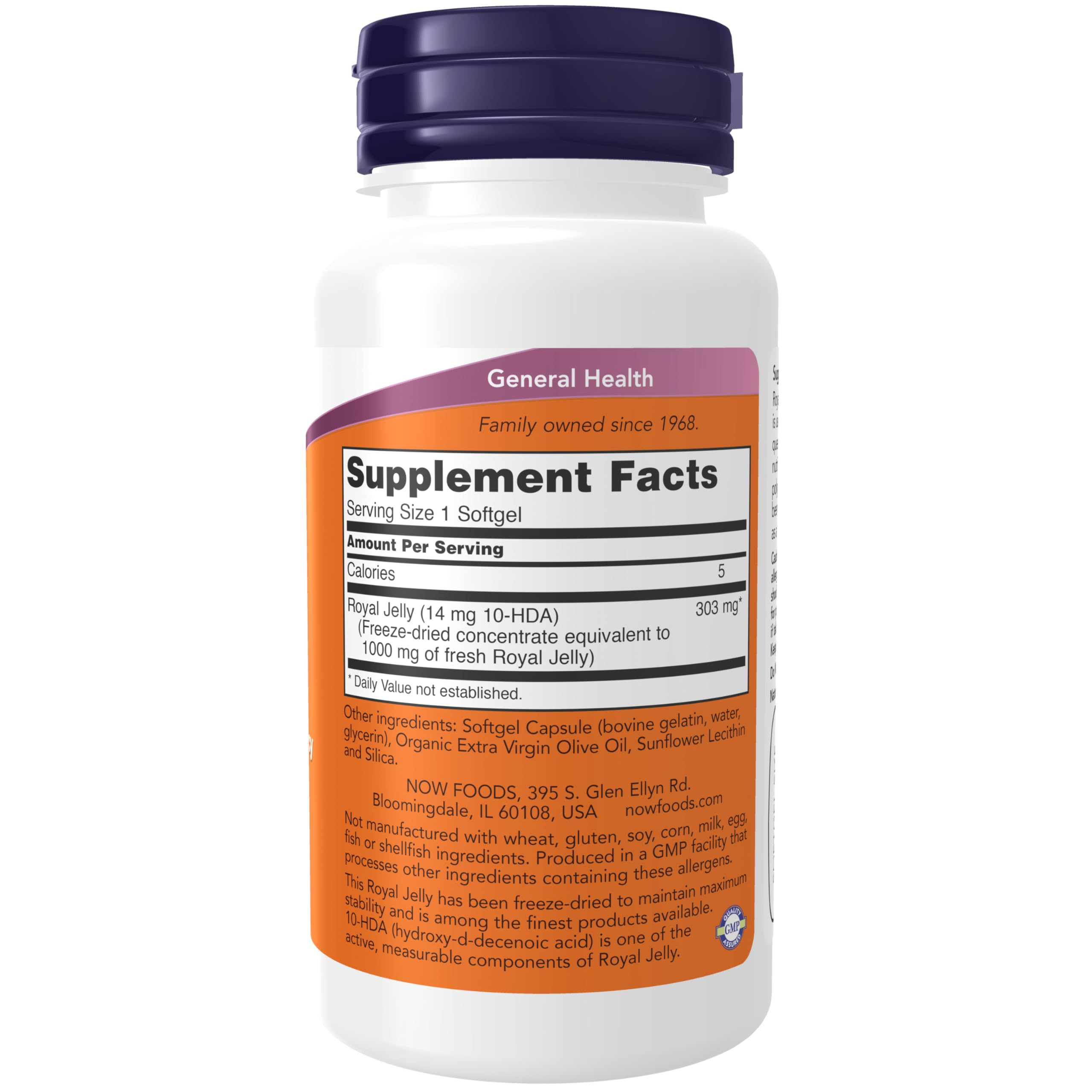 Buy now NOW Foods Supplements, Royal Jelly 1000 mg with 10-HDA (Hydroxy-D-Decenoic Acid), 60 Softgels at indiglob india