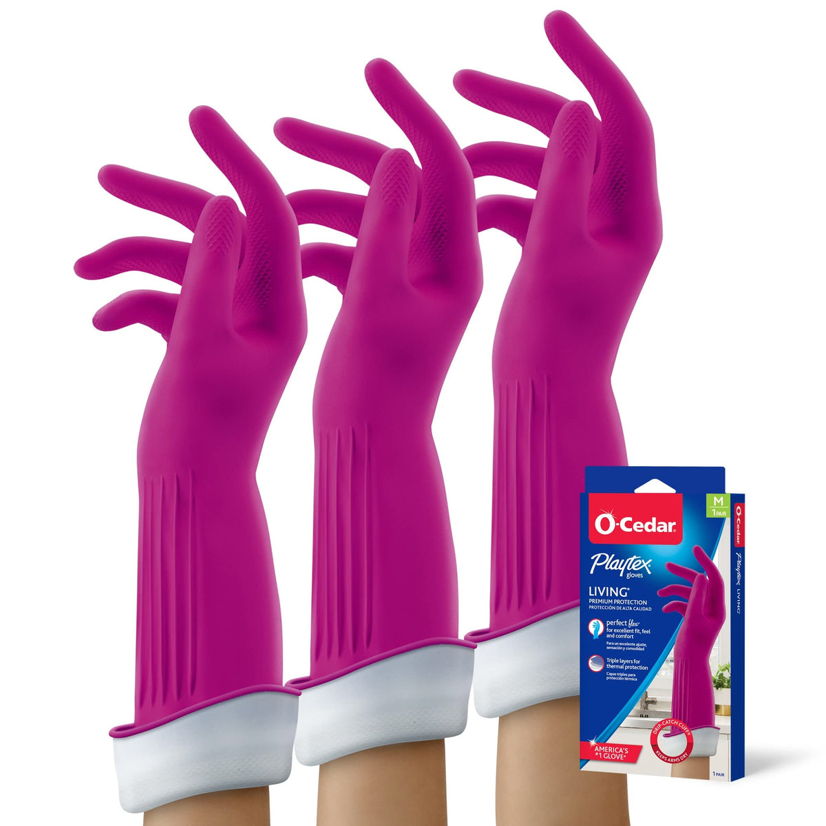 PLAYTEX Living Drip-Catch Cuff Gloves, Medium 1 Pair (Pack of 3)