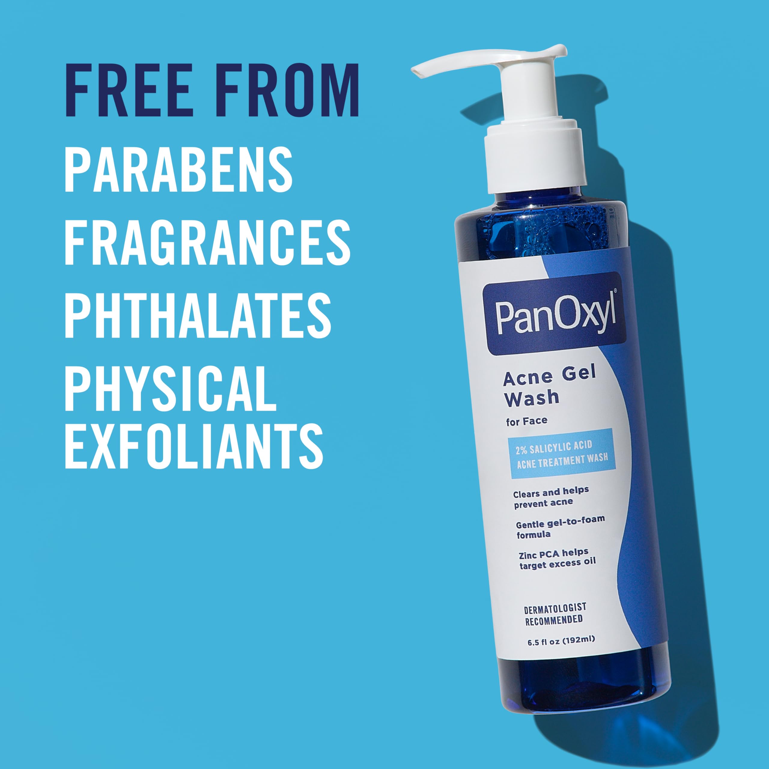PanOxyl Acne Gel Wash, 2% Salicylic Acid, For Face, 6.5 fl oz | Gel-to-Foam Cleanser, Clears & Helps Prevent Acne, Mattifies with Zinc PCA, Reduces Redness, Nourishes Skin, All Skin Types