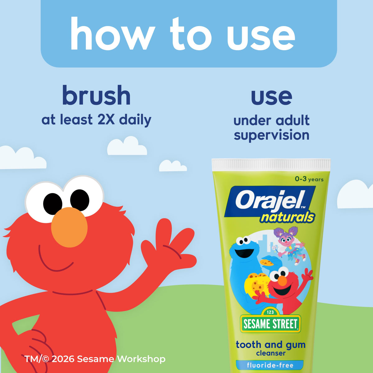 Orajel Naturals Fluoride-Free Toothpaste and Finger Brush for Babies, 1 Oz