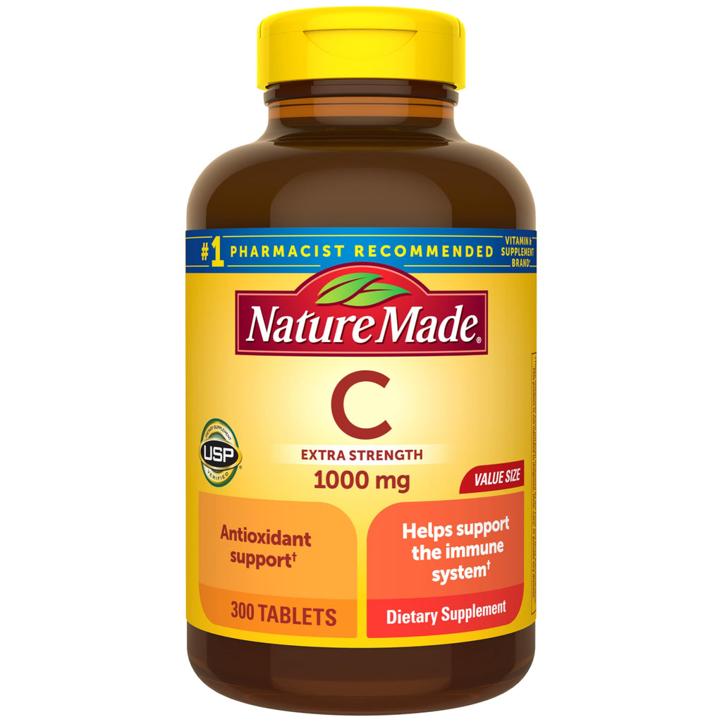 Nature Made Vitamin C 1000 mg Time Release Tablets with Rose Hips, 60 Count to Help Support the Immune System