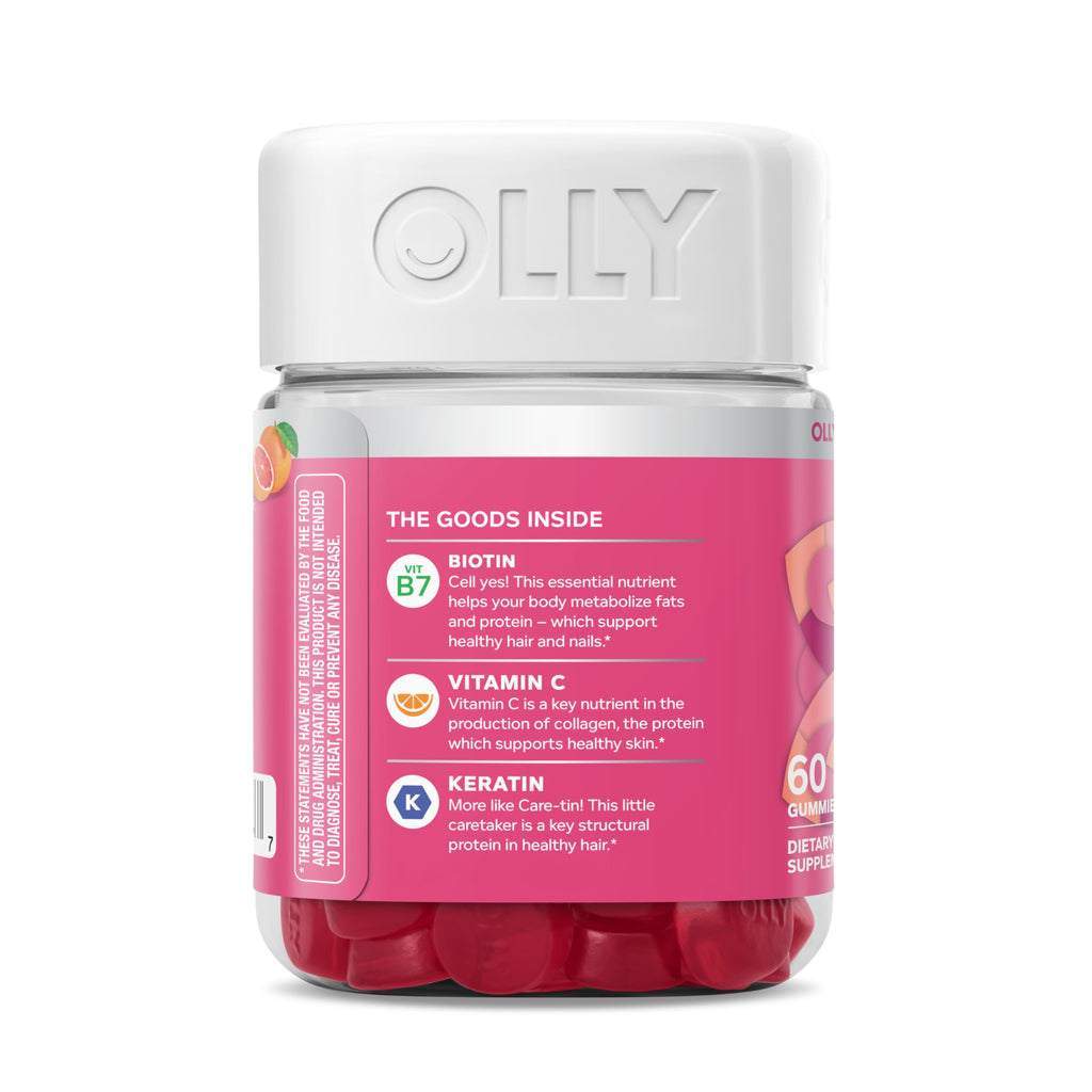 OLLY Hair Skin and Nails Gummies, Undeniable Beauty, Biotin - 60 Count