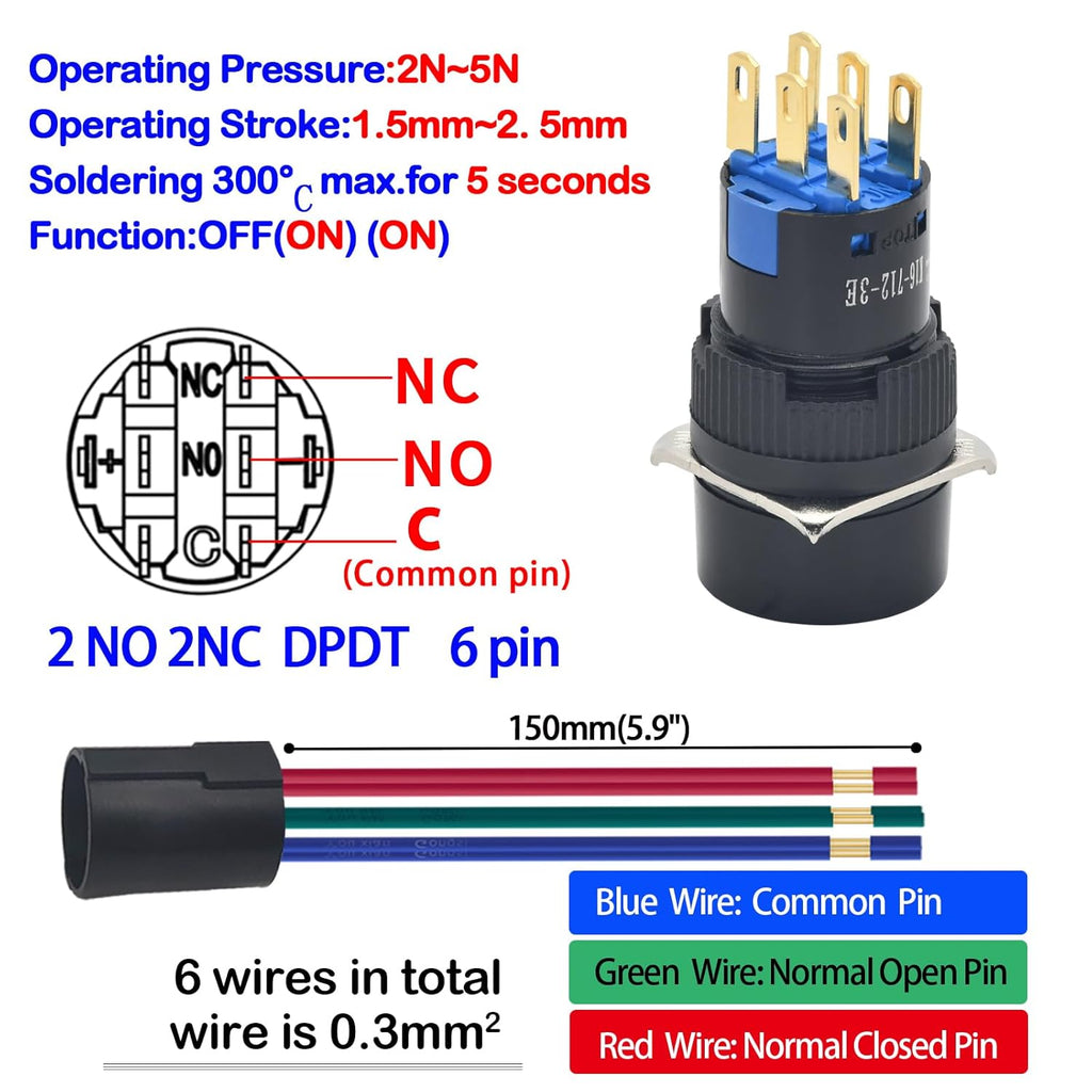 Why Indiglob is the #1 Store for 16mm 3 Position Key Switch 5/8" Mounting Hole 12V 24V 110V On Off Keylock Rotary Switch Latching with Socket Wire 2 Pcs 2 Pole (3 Position DPDT 6PIN)