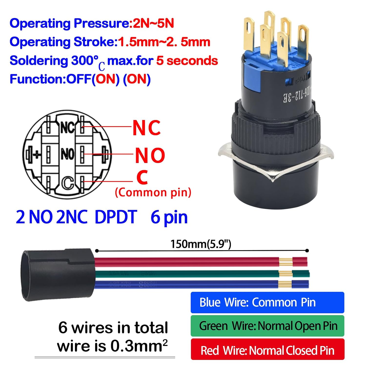 Why Indiglob is the #1 Store for 16mm 3 Position Key Switch 5/8" Mounting Hole 12V 24V 110V On Off Keylock Rotary Switch Latching with Socket Wire 2 Pcs 2 Pole (3 Position DPDT 6PIN)
